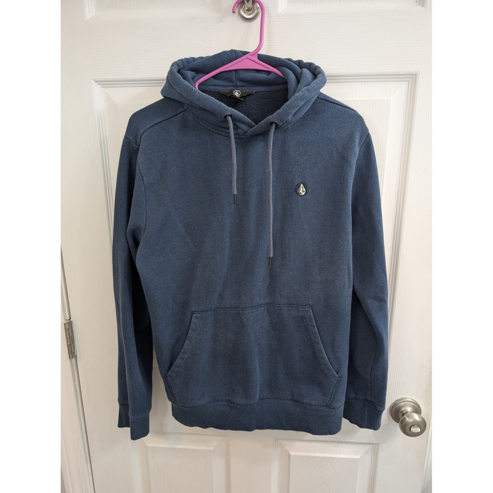 Volcom Hoodie Mens Blue Pullover Stone Logo Fleece Sweatshirt - Size M